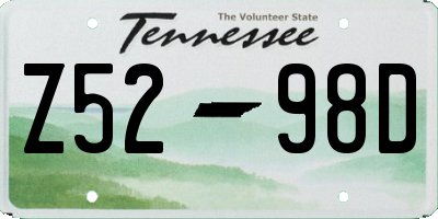TN license plate Z5298D