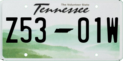 TN license plate Z5301W