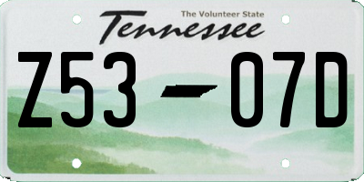 TN license plate Z5307D