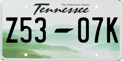 TN license plate Z5307K