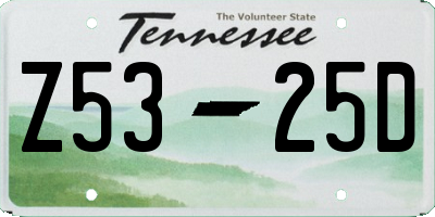 TN license plate Z5325D