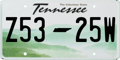 TN license plate Z5325W