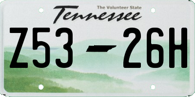 TN license plate Z5326H