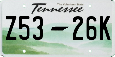 TN license plate Z5326K