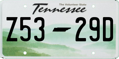 TN license plate Z5329D