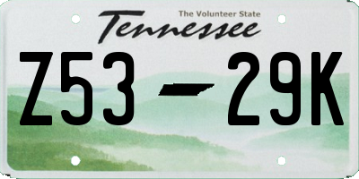 TN license plate Z5329K