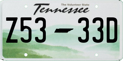 TN license plate Z5333D