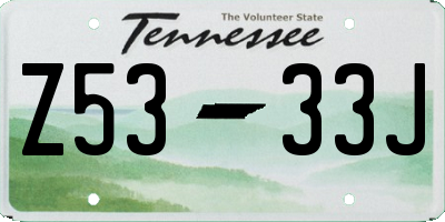 TN license plate Z5333J