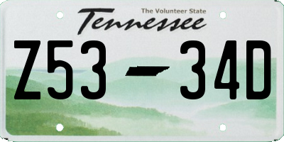 TN license plate Z5334D