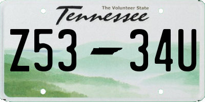 TN license plate Z5334U