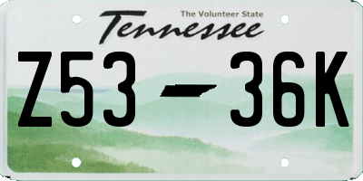 TN license plate Z5336K