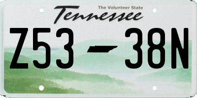 TN license plate Z5338N