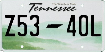 TN license plate Z5340L