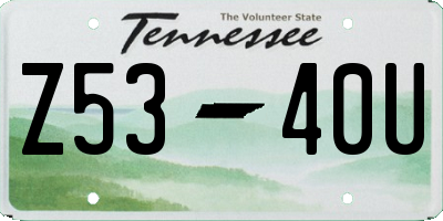 TN license plate Z5340U