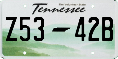 TN license plate Z5342B