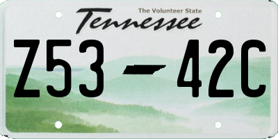 TN license plate Z5342C