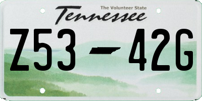 TN license plate Z5342G