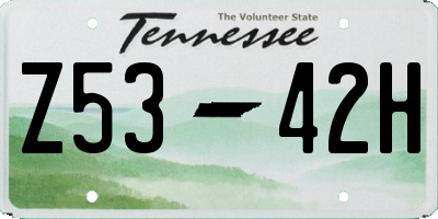 TN license plate Z5342H