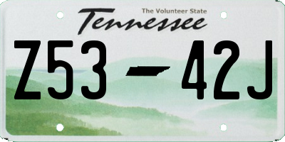 TN license plate Z5342J