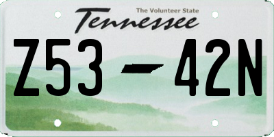 TN license plate Z5342N
