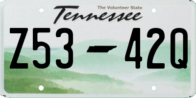 TN license plate Z5342Q