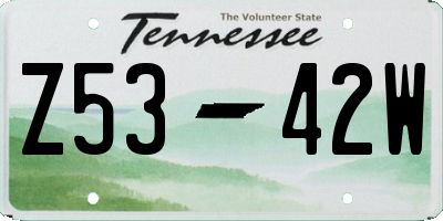 TN license plate Z5342W