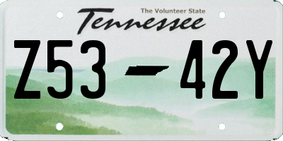TN license plate Z5342Y