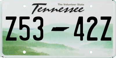 TN license plate Z5342Z