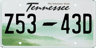 TN license plate Z5343D