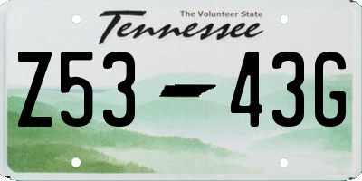 TN license plate Z5343G