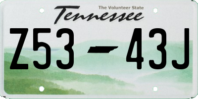 TN license plate Z5343J