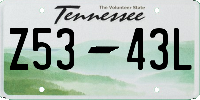 TN license plate Z5343L