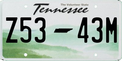 TN license plate Z5343M