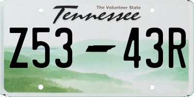 TN license plate Z5343R