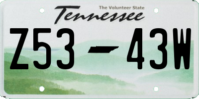 TN license plate Z5343W