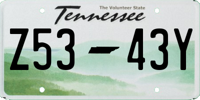 TN license plate Z5343Y