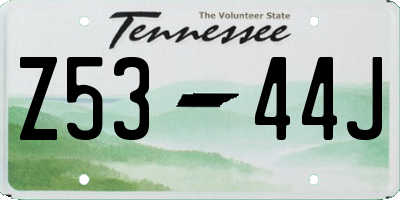 TN license plate Z5344J