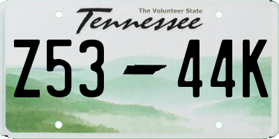 TN license plate Z5344K