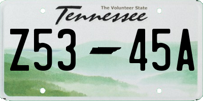 TN license plate Z5345A