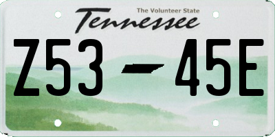 TN license plate Z5345E