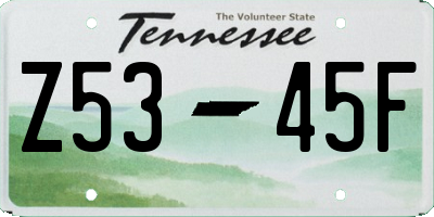 TN license plate Z5345F