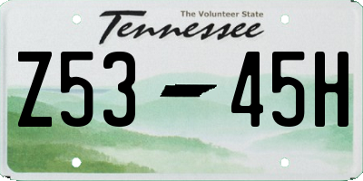 TN license plate Z5345H