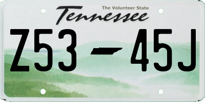 TN license plate Z5345J