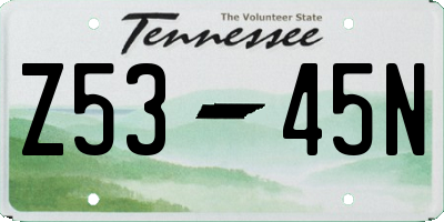 TN license plate Z5345N