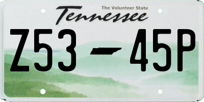 TN license plate Z5345P