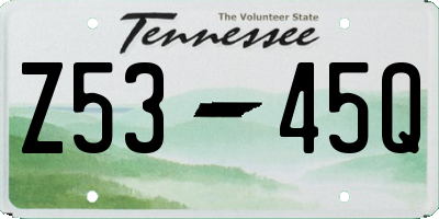 TN license plate Z5345Q