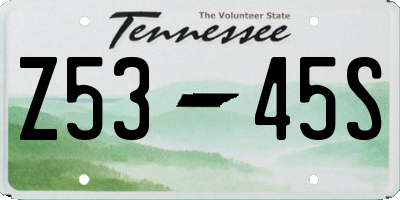 TN license plate Z5345S