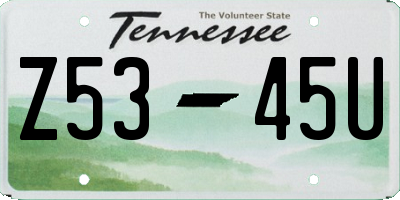 TN license plate Z5345U