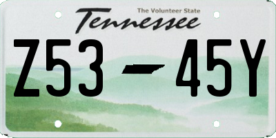 TN license plate Z5345Y