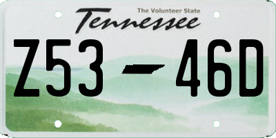 TN license plate Z5346D